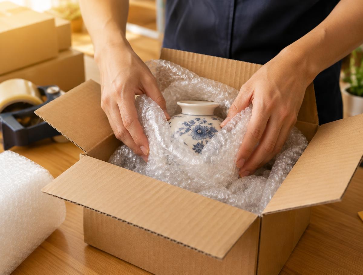 Imballaggio professionale di un oggetto fragile